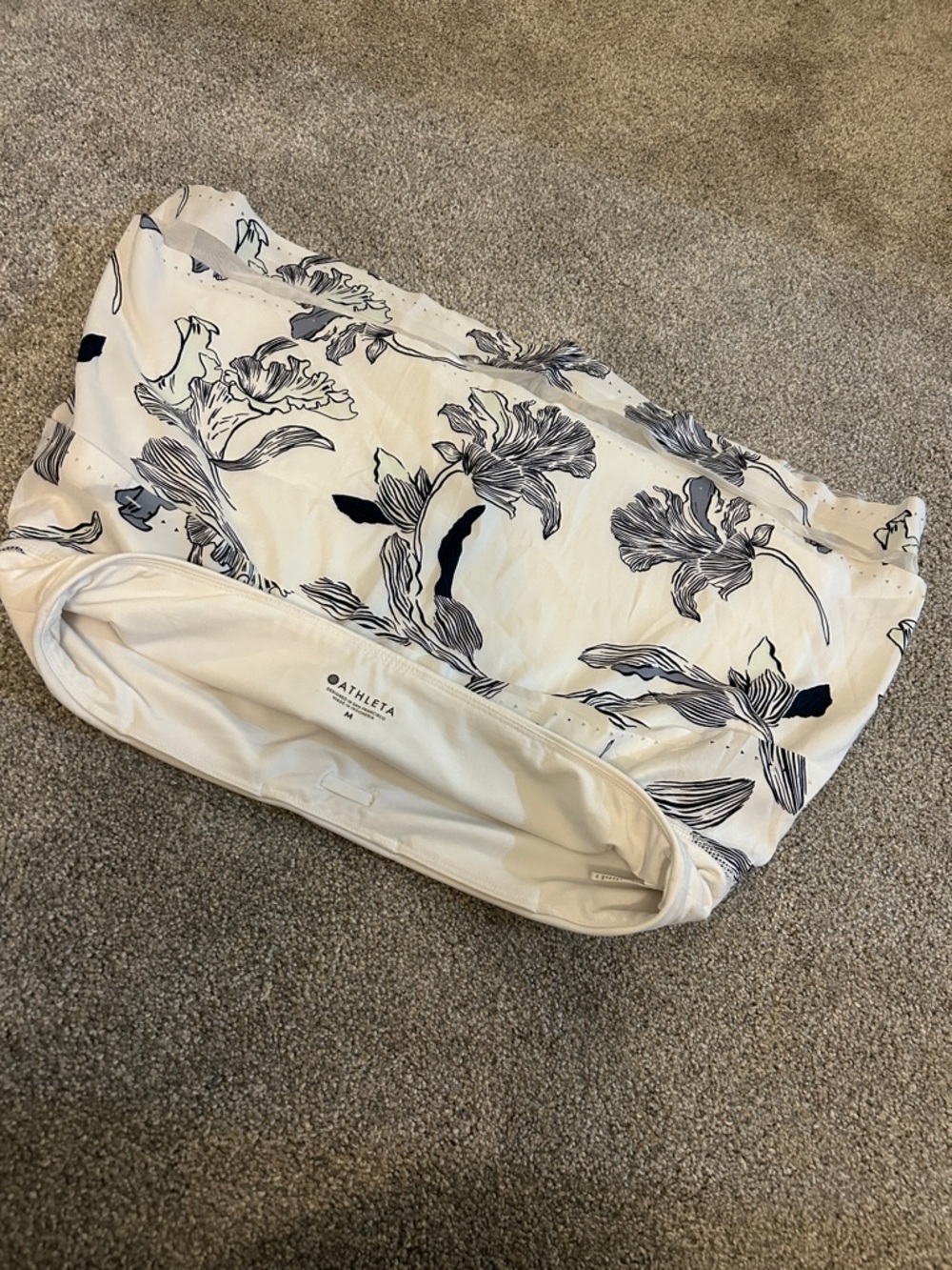 Athleta White Athletic Skort with Navy Floral Print